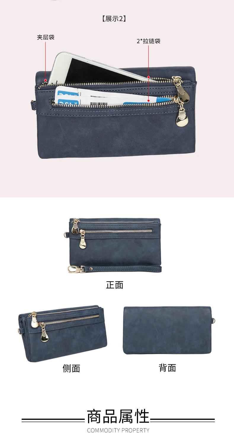 Classic Vintage Women's Long Wallet Simple Double Zipper Large Capacity Handbag PU Leather Multi-Card Slot Credit Card Holder