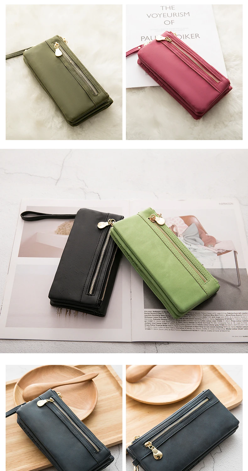Classic Vintage Women's Long Wallet Simple Double Zipper Large Capacity Handbag PU Leather Multi-Card Slot Credit Card Holder