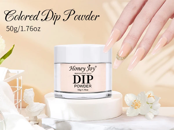 Honey Joy 50g Dipping Nail Powder Pink Clear Nude Dip Powder Nature Dry Without Lamp Cure for French Nail Art DIY Salon Effect
