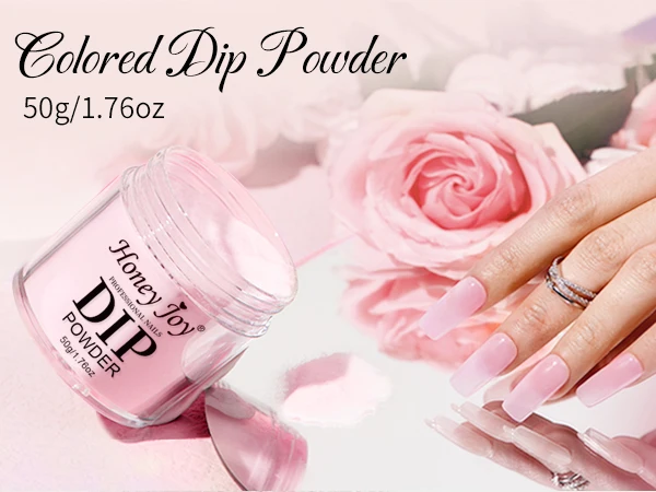 Honey Joy 50g Dipping Nail Powder Pink Clear Nude Dip Powder Nature Dry Without Lamp Cure for French Nail Art DIY Salon Effect
