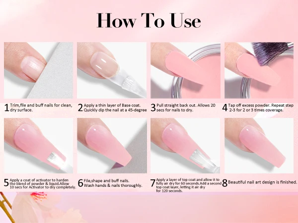 Honey Joy 50g Dipping Nail Powder Pink Clear Nude Dip Powder Nature Dry Without Lamp Cure for French Nail Art DIY Salon Effect