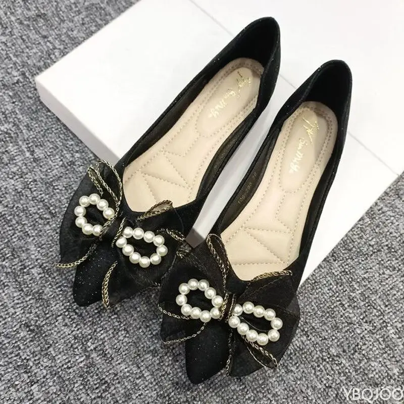Ladies' versatile temperament pointed bow flat shoes Spring summer new fashionable elegant comfortable dress flat shoes