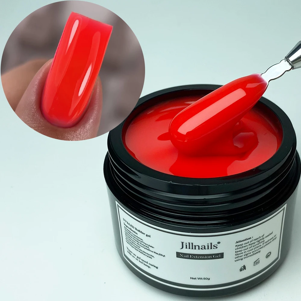 Jillnails Neon Gel Builder 50G/100G Neon Green Pink Orange Red Yellow Builder UV Hard Gel for Nails Extension