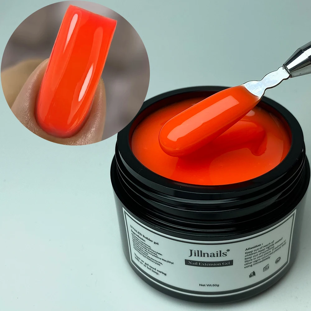 Jillnails Neon Gel Builder 50G/100G Neon Green Pink Orange Red Yellow Builder UV Hard Gel for Nails Extension