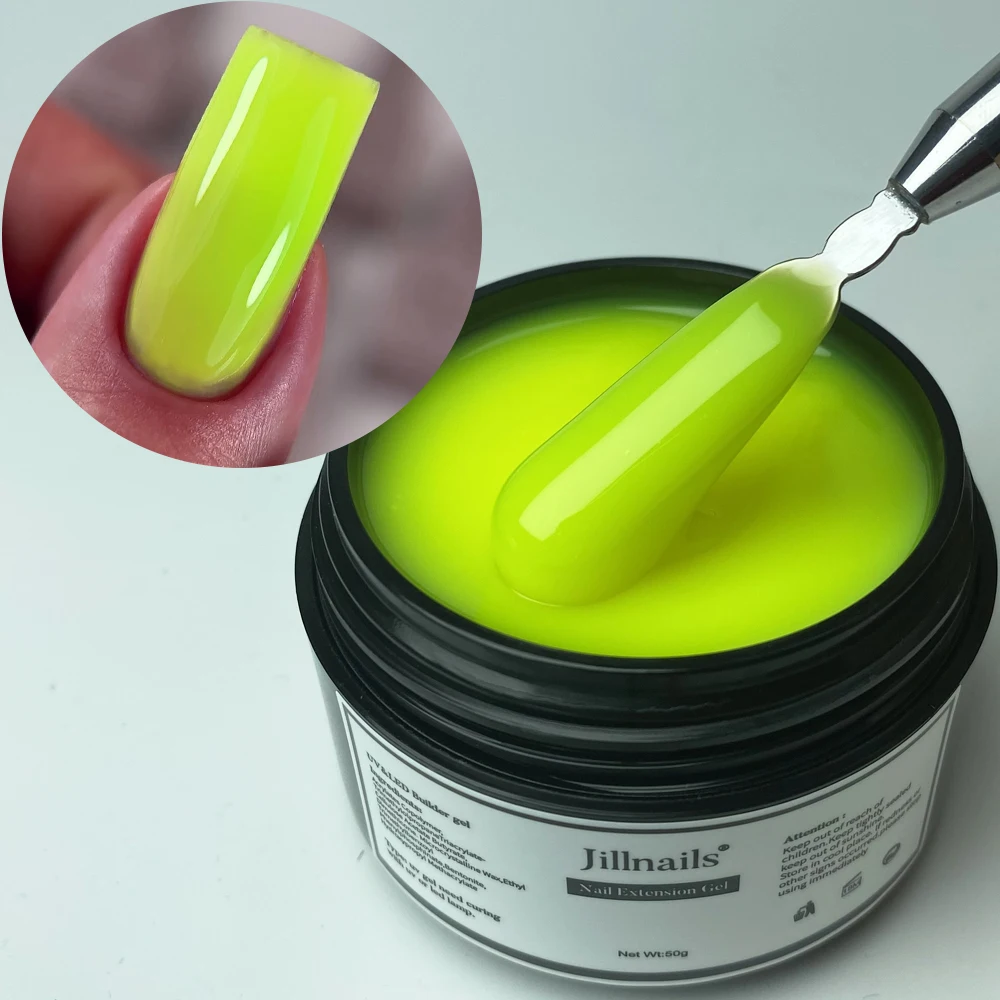 Jillnails Neon Gel Builder 50G/100G Neon Green Pink Orange Red Yellow Builder UV Hard Gel for Nails Extension
