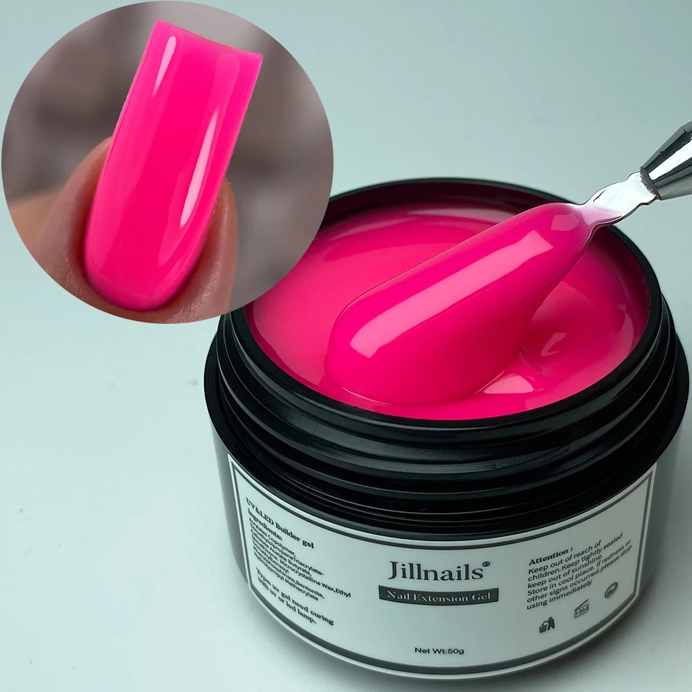 Jillnails Neon Gel Builder 50G/100G Neon Green Pink Orange Red Yellow Builder UV Hard Gel for Nails Extension