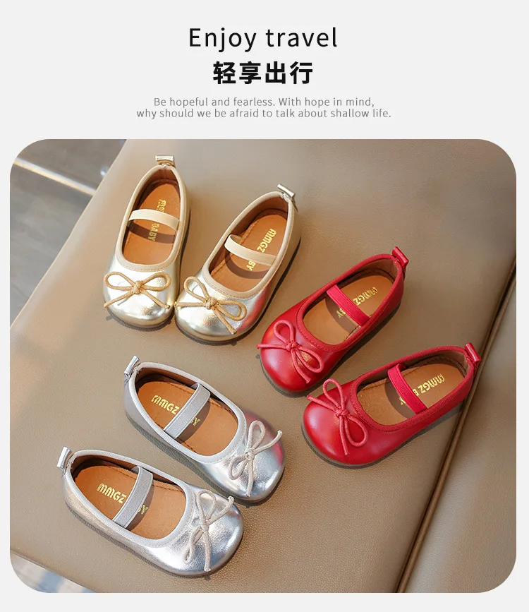 Children Flats Girls PU Leather Shoes Spring Autumn Kids Dancing Shoes For Girl Soft Flexible Toddler Shoes Gold, Red, Silver