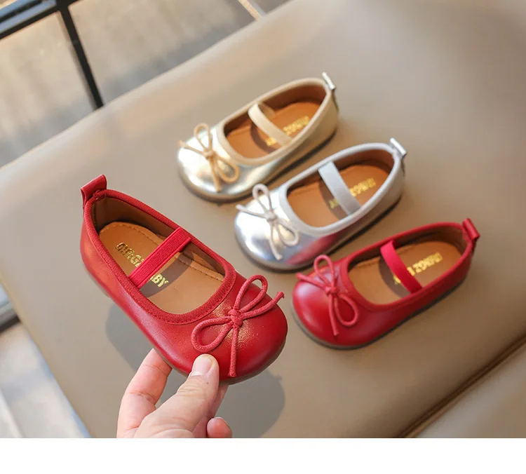 Children Flats Girls PU Leather Shoes Spring Autumn Kids Dancing Shoes For Girl Soft Flexible Toddler Shoes Gold, Red, Silver