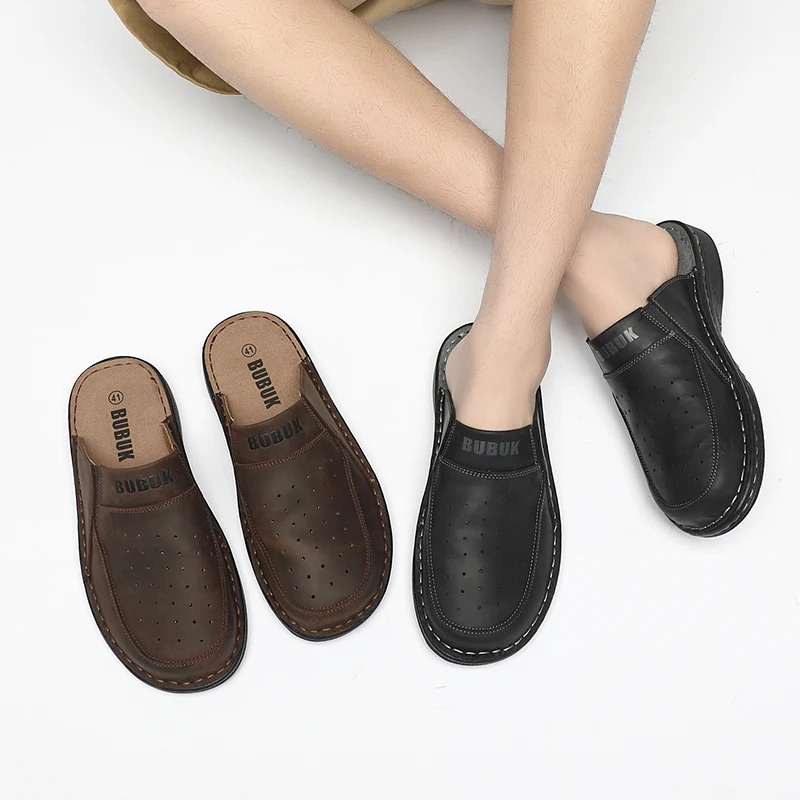 First-Layer Cowhide Men's New Fashion Open-Toe Casual Men's Summer Sandals Adjustable Non-Slip Comfortable Soft-Soled Beach Shoe