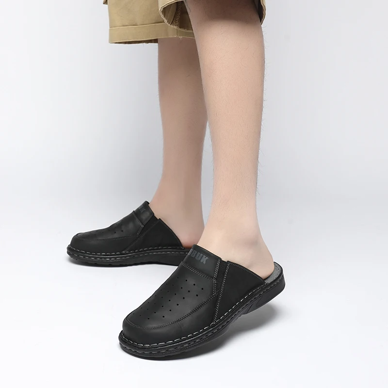 First-Layer Cowhide Men's New Fashion Open-Toe Casual Men's Summer Sandals Adjustable Non-Slip Comfortable Soft-Soled Beach Shoe