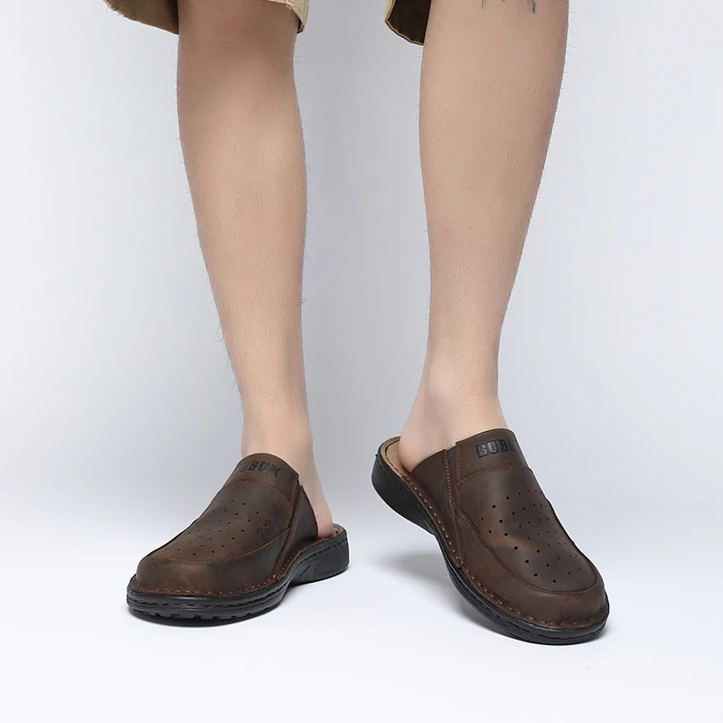 First-Layer Cowhide Men's New Fashion Open-Toe Casual Men's Summer Sandals Adjustable Non-Slip Comfortable Soft-Soled Beach Shoe