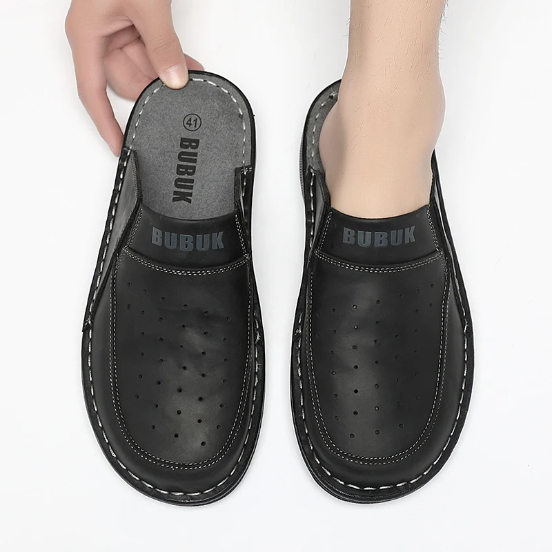 First-Layer Cowhide Men's New Fashion Open-Toe Casual Men's Summer Sandals Adjustable Non-Slip Comfortable Soft-Soled Beach Shoe