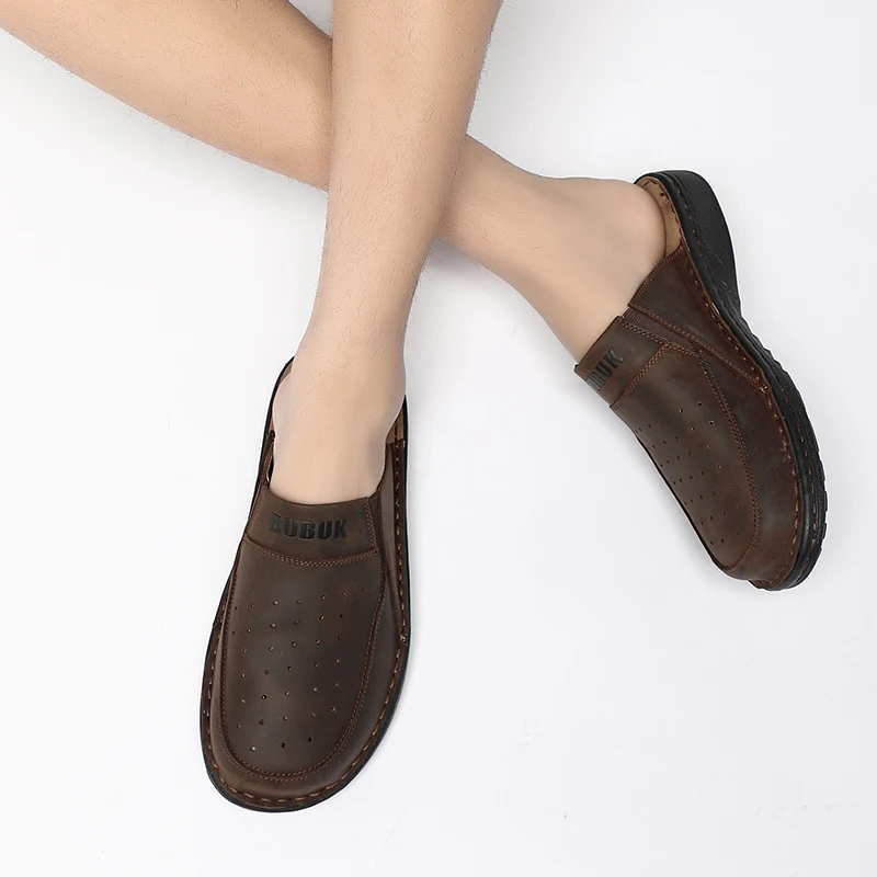 First-Layer Cowhide Men's New Fashion Open-Toe Casual Men's Summer Sandals Adjustable Non-Slip Comfortable Soft-Soled Beach Shoe