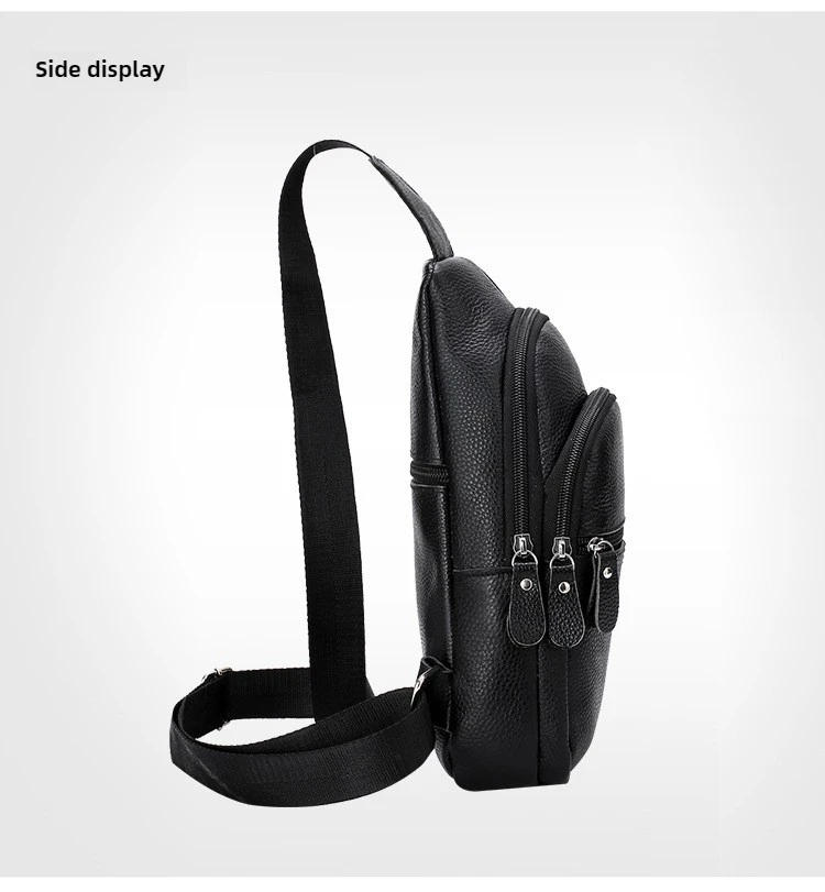 Genuine Leather Chest Pack Men's Large-capacity Cowhide Shoulder Bag Business Commuter Men's Crossbody Bag Phone Storage Bag