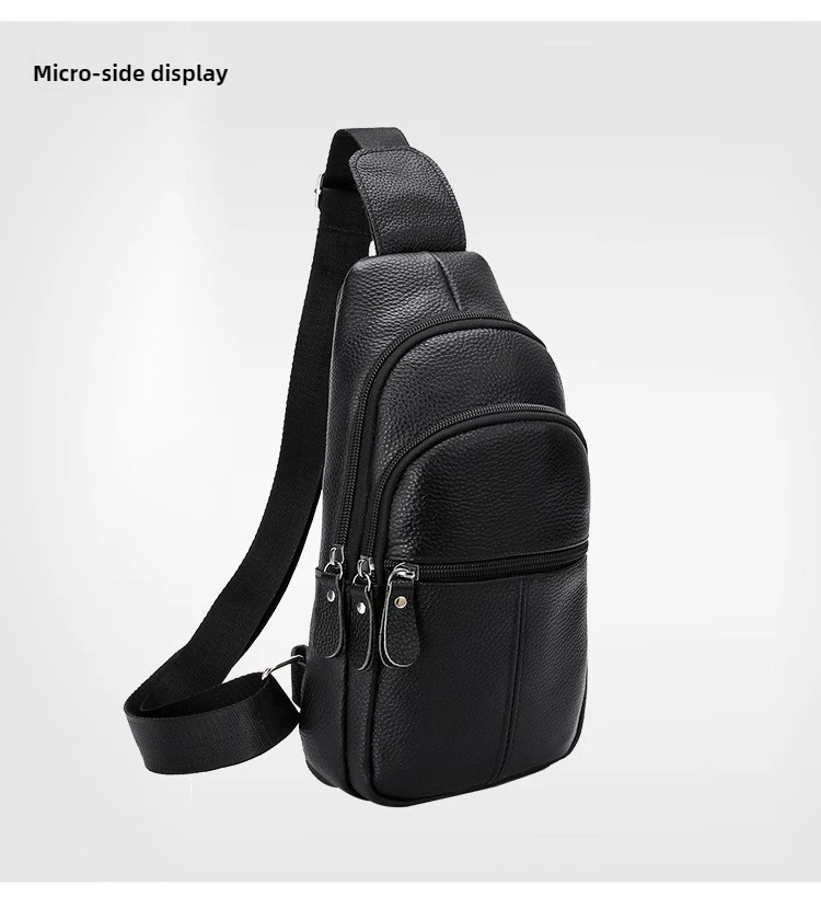Genuine Leather Chest Pack Men's Large-capacity Cowhide Shoulder Bag Business Commuter Men's Crossbody Bag Phone Storage Bag