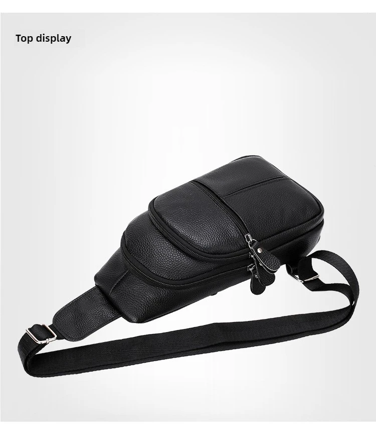 Genuine Leather Chest Pack Men's Large-capacity Cowhide Shoulder Bag Business Commuter Men's Crossbody Bag Phone Storage Bag