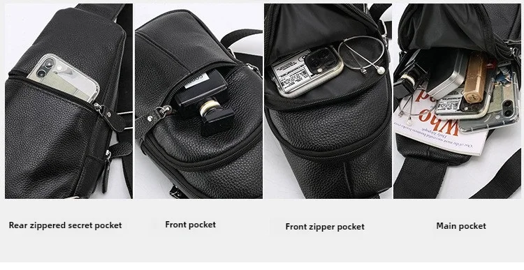 Genuine Leather Chest Pack Men's Large-capacity Cowhide Shoulder Bag Business Commuter Men's Crossbody Bag Phone Storage Bag