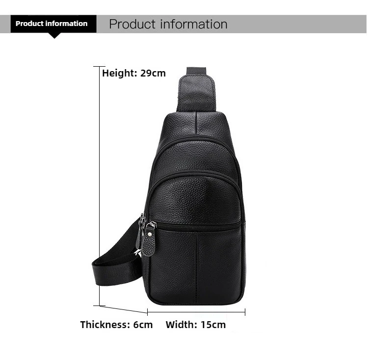 Genuine Leather Chest Pack Men's Large-capacity Cowhide Shoulder Bag Business Commuter Men's Crossbody Bag Phone Storage Bag