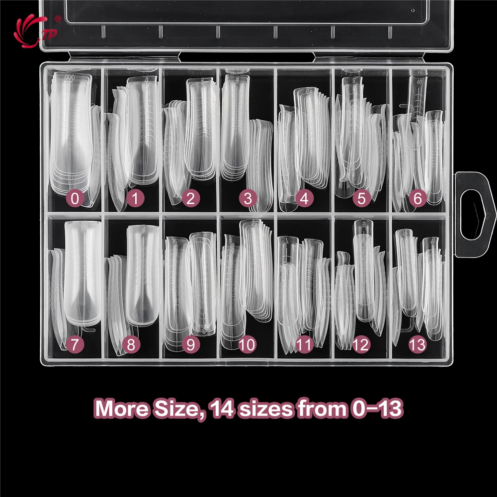 TP 140pcs/box Dual Nail Forms Acrylic False Nail Tips Poly Nail Gel Full Cover Top Forms for Extension Quick Building Gel Molds