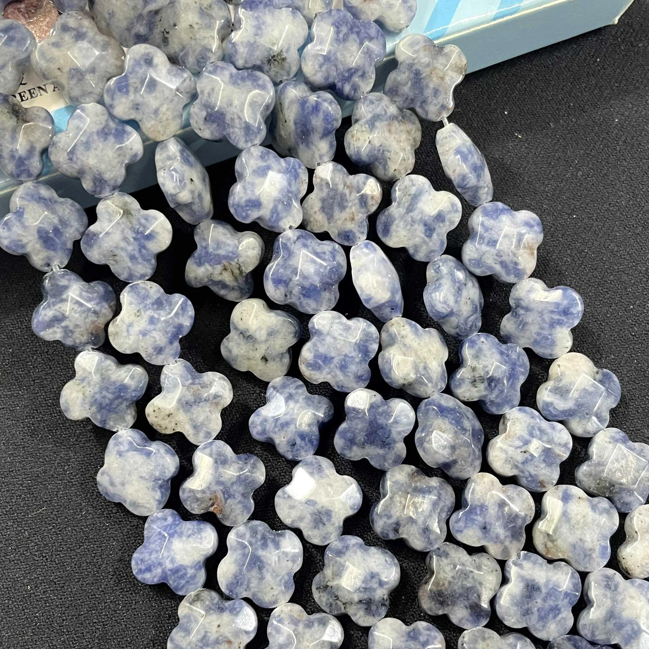 Natural Faceted Flower Clover Quartz Turquoise Agates Spacer Beads For Jewelry Making DIY Bracelet Necklace 12MM 14MM