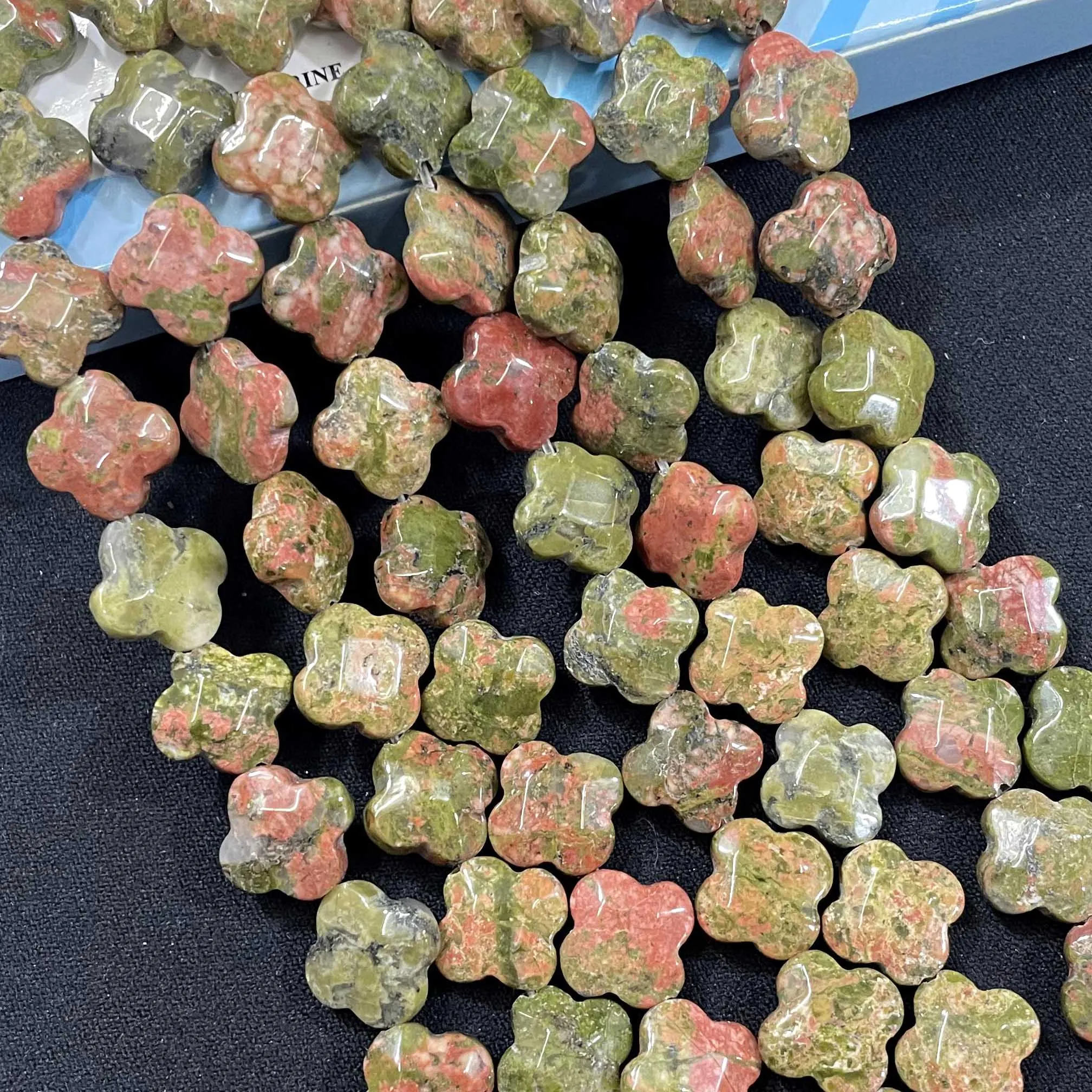 Natural Faceted Flower Clover Quartz Turquoise Agates Spacer Beads For Jewelry Making DIY Bracelet Necklace 12MM 14MM