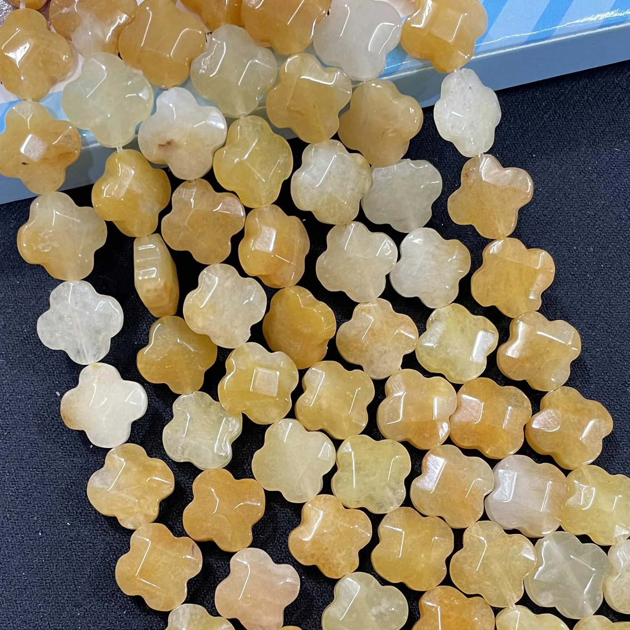 Natural Faceted Flower Clover Quartz Turquoise Agates Spacer Beads For Jewelry Making DIY Bracelet Necklace 12MM 14MM