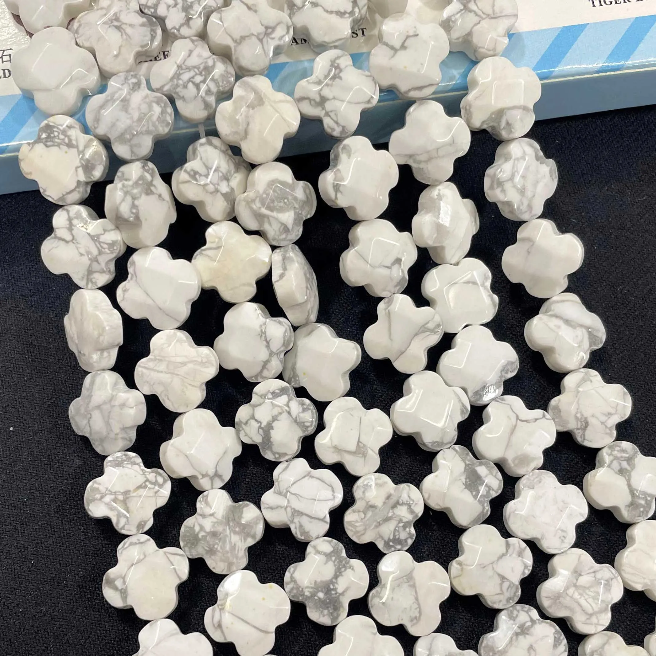 Natural Faceted Flower Clover Quartz Turquoise Agates Spacer Beads For Jewelry Making DIY Bracelet Necklace 12MM 14MM