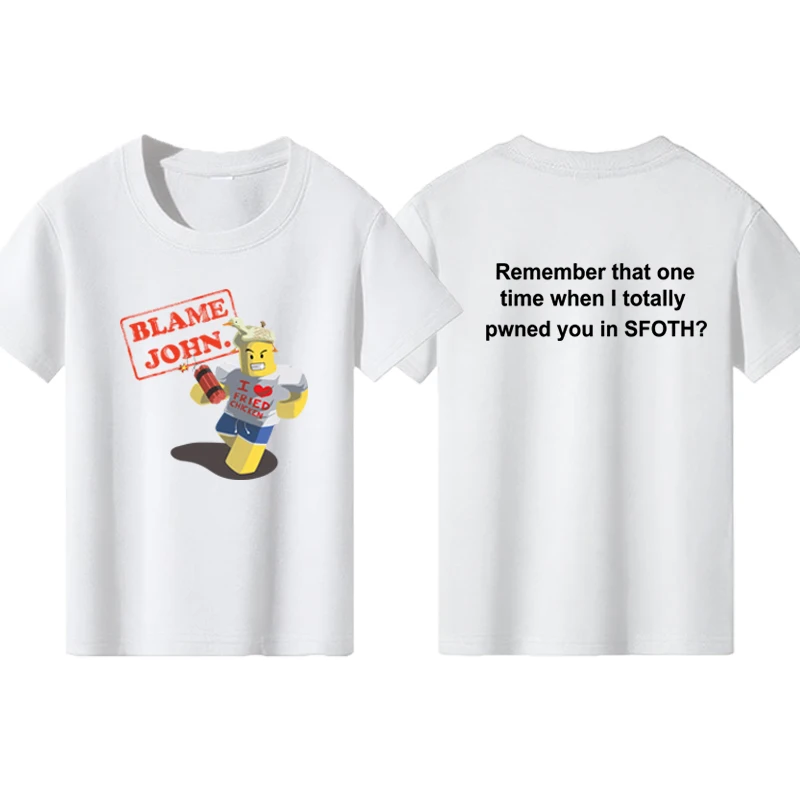 Blame John Printed Teenage Tops T-shirt Boys Girls Summer Casual Funny Fashion O-Neck Short Sleeve Children Colorful Clothing