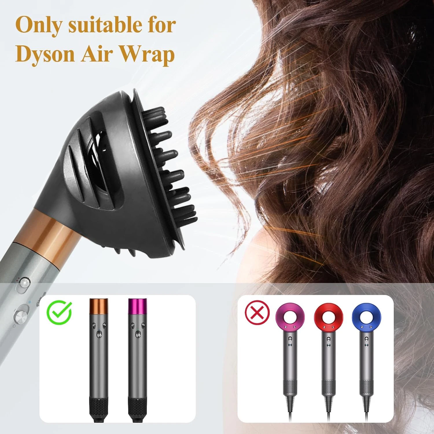 Wave And Curl Diffuser For Dyson Airwrap HS01/05/08 Two Airflow Dome Or Diffuse Modes Hair Diffuser Attachment Nozzles For Dyson