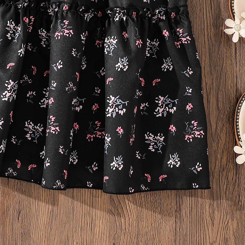 Kids Dress For Girls Red Polka Dot Square-Cut Collar Short Sleeve Elastic-Waist Shirred Patchwork 8-12 Years Summer Sweet Style