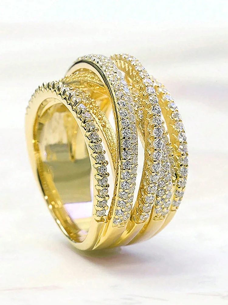 925 Sterling Silver Classic Vintage Line Wrap Zircon Ring For Women Daily Outfits Party Luxury Fashion High Quality Fine Jewelry
