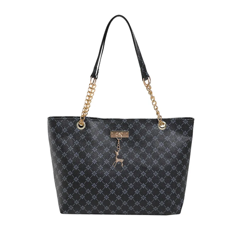 Women's Large Capacity Fashion Tote Bag Luxury Design Handbag Trendy Shoulder Purse with Printing Pattern for Shopping