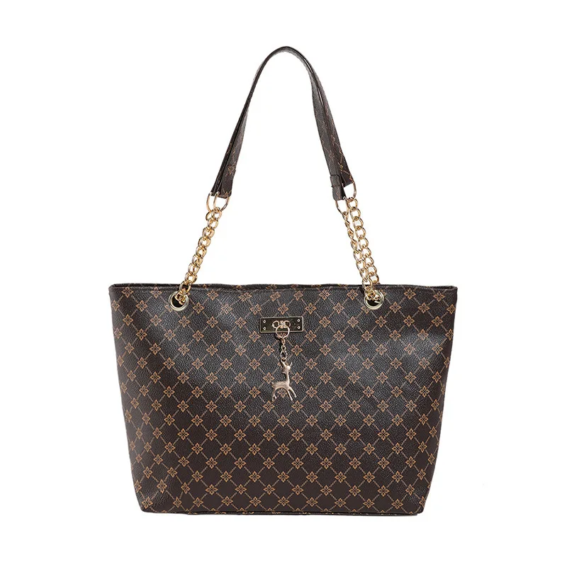 Women's Large Capacity Fashion Tote Bag Luxury Design Handbag Trendy Shoulder Purse with Printing Pattern for Shopping
