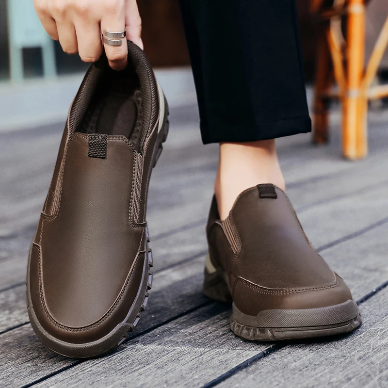 Genuine Leather Men Casual Shoes Black Brown Business Formal Shoes Lightweight Man Loafers Comfortable Male Footwear Moccasins