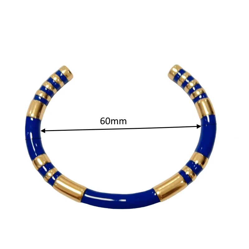 Vintage Bamboo Enamel Waterproof C-shaped Enamel Hand Bracelet Ladies Stainless Steel Gold Plated High Touch Bracelet
