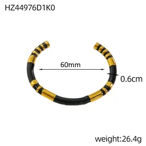 Vintage Bamboo Enamel Waterproof C-shaped Enamel Hand Bracelet Ladies Stainless Steel Gold Plated High Touch Bracelet