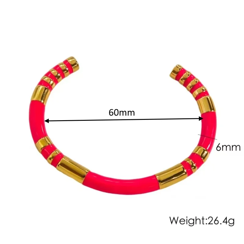 Vintage Bamboo Enamel Waterproof C-shaped Enamel Hand Bracelet Ladies Stainless Steel Gold Plated High Touch Bracelet