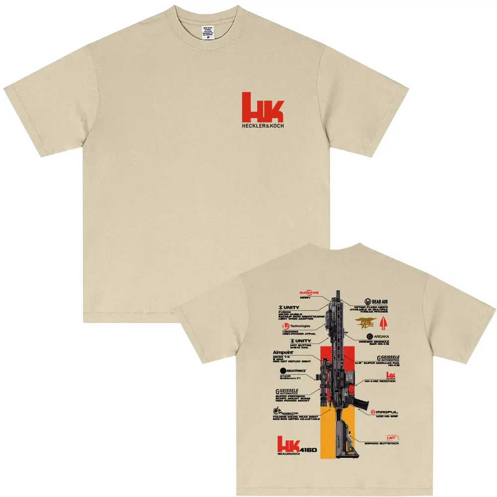 Men's Graphic in Heckler & Koch HK416 T-Shirt 100% Cotton Sweat Wicking Breathable High Quality Casual Tee for Easy Movement