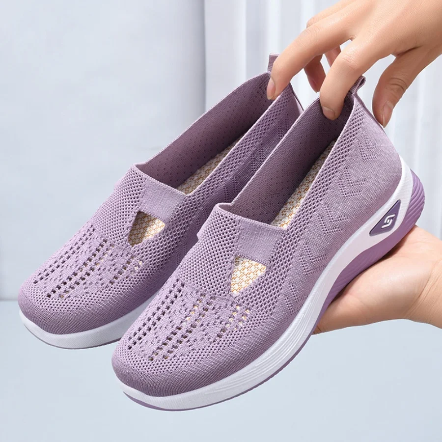 Women's Shoes, Casual Sports Shoes, Solid Color Breathable Sports Soft-Soled lightweight Walking Shoes, Low-Top Knitted Casual S