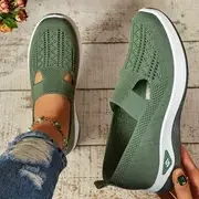 Women's Shoes, Casual Sports Shoes, Solid Color Breathable Sports Soft-Soled lightweight Walking Shoes, Low-Top Knitted Casual S