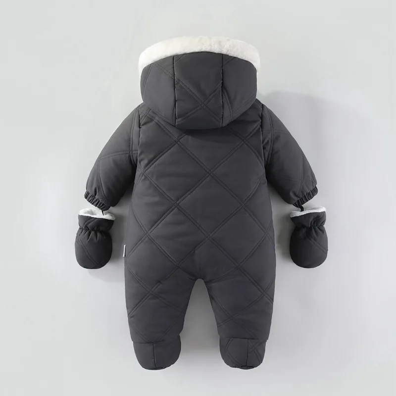 AYNIGIELL Winter Newborn Baby Girl Jumpsuit, Thickened Warm Hooded Jumpsuit, 0-18 Months Newborn Baby Boy Outdoor Clothing