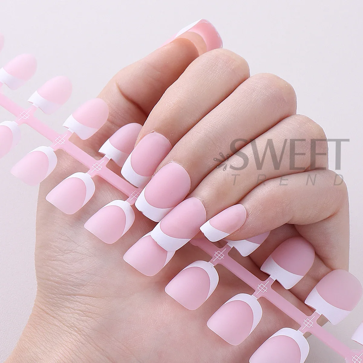 150/160pcs Nude Pinkish Matte Press On Nail Tips Short Square Round Coffin Artificial Fake Nail French Design Frosted Full Cover