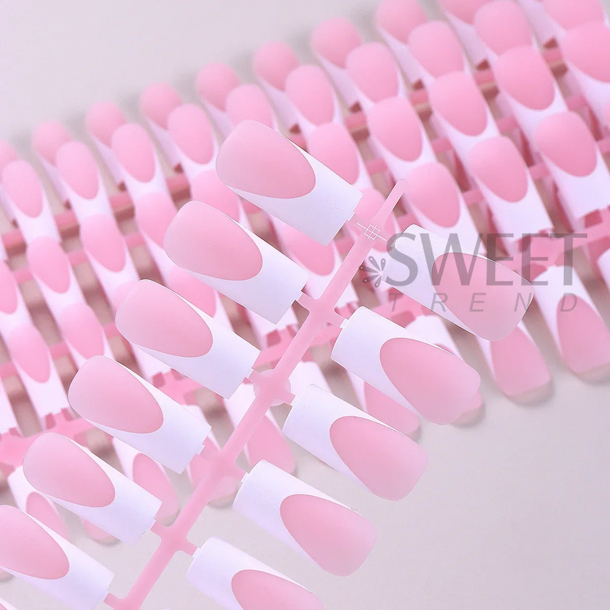 150/160pcs Nude Pinkish Matte Press On Nail Tips Short Square Round Coffin Artificial Fake Nail French Design Frosted Full Cover