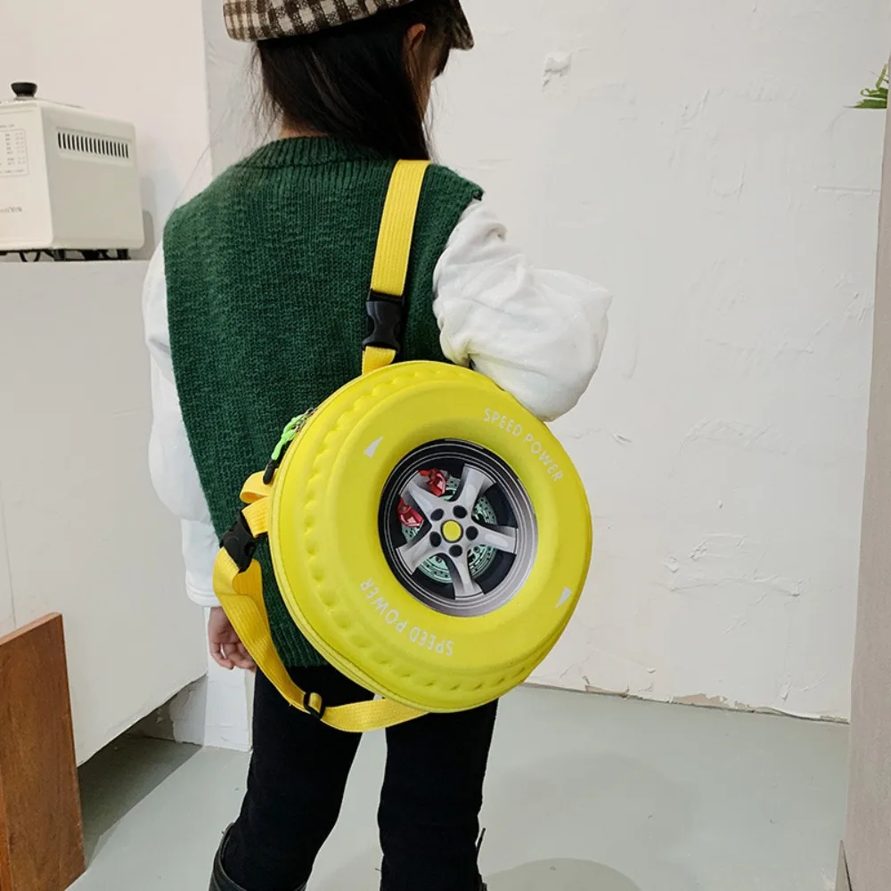 New Colorful Tyre Shaped Children's Schoolbag 3D Cartoon Backpack Large Capacity Kindergarten Shoulder Bag Kid Backpack