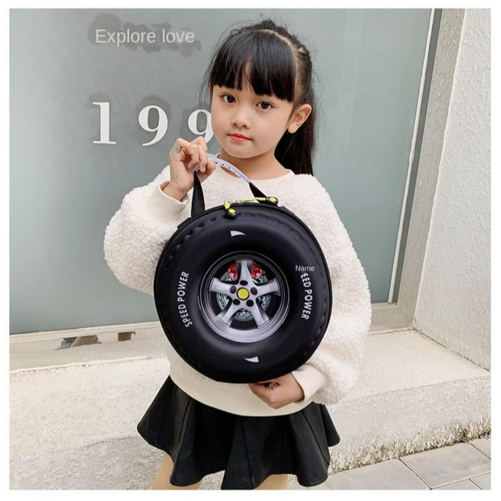 New Colorful Tyre Shaped Children's Schoolbag 3D Cartoon Backpack Large Capacity Kindergarten Shoulder Bag Kid Backpack