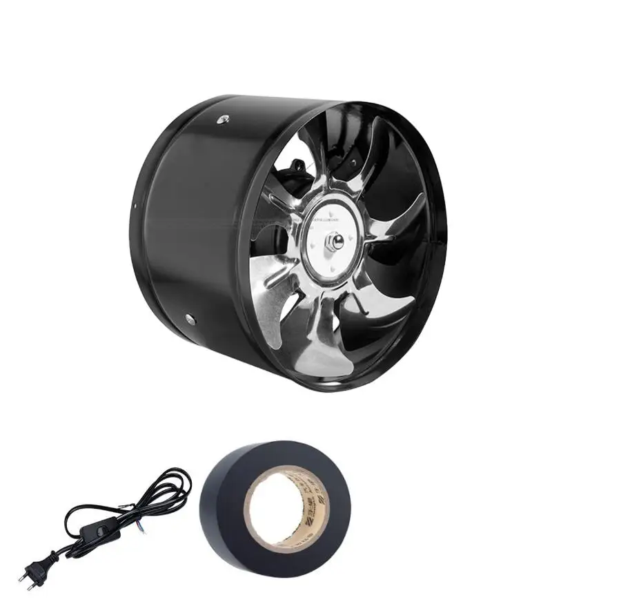 220/110V Metal Round Duct Fan 4" 6" Booster Exhaust Ventilator Ventilation Vent Air for Window Wall Bathroom Toilet Kitchen