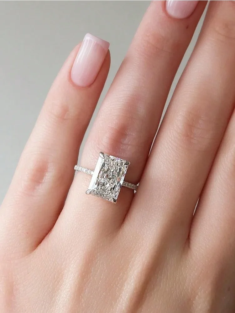 925 Sterling Silver 2-5CT Rectangle Zircon Gorgeous Shiny Ring For Women Anniversary Wedding Luxury High Quality Fine Jewelry