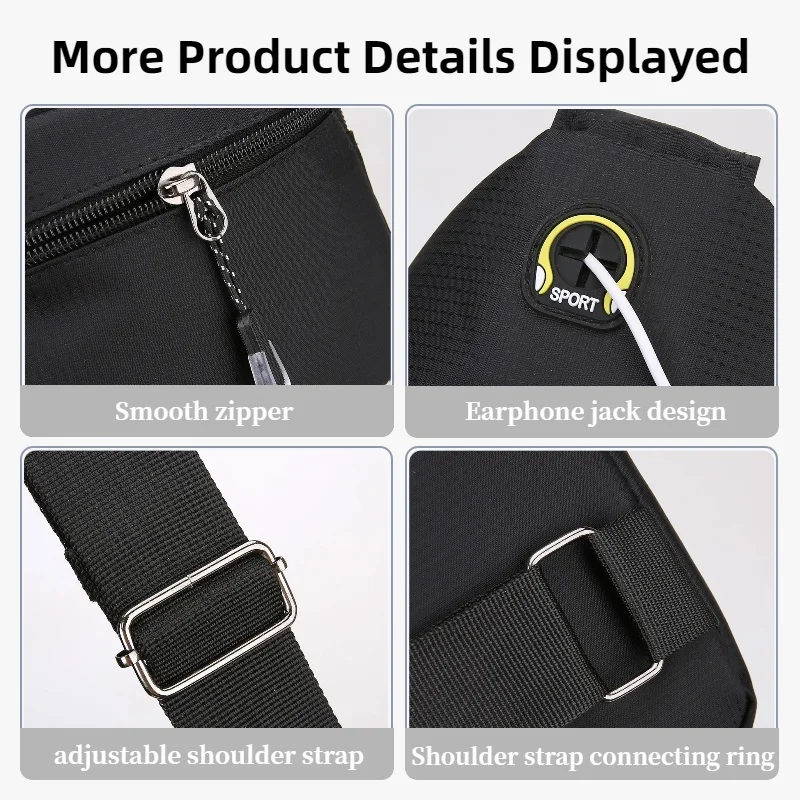 Men's Casual Shoulder Bag with Multiple Pockets for Storage Suitable for Lightweight Shoulder Bags Multifunctional Chest Bags