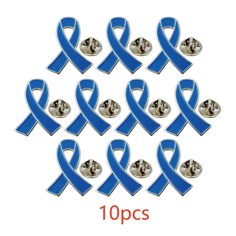Blue Ribbon Pin 5/10/50/100 Pcs Colon Cancer Prostate Cancer Awareness Pin Blue Brooch Enamel Lapel Pins
