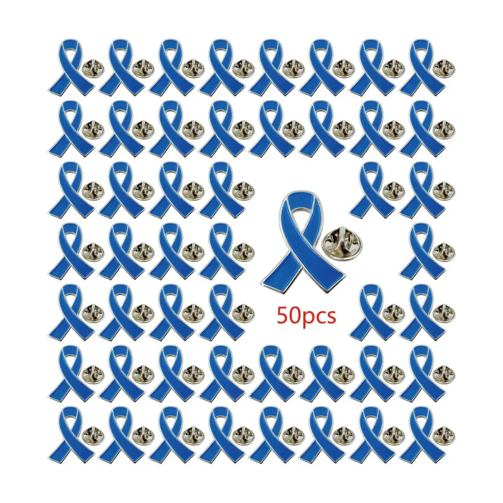 Blue Ribbon Pin 5/10/50/100 Pcs Colon Cancer Prostate Cancer Awareness Pin Blue Brooch Enamel Lapel Pins